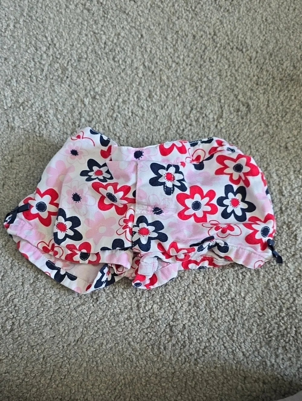 Nina Pink, Red and Navy Floral Ruffle Shorts
